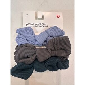 Lululemon Uplifting Scrunchie Bow 3 Pack Blue Grey Green NWT LW9GCAS O/S